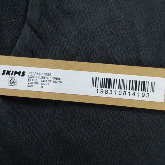 SKIMS Relaxed Long Sleeve T Shirt Womens Medium Onyx Black Crewneck Casual NWT - Picture 5 of 9